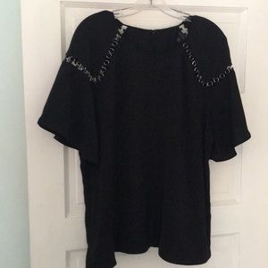 Black cut out flutter sleeve blouse XXL